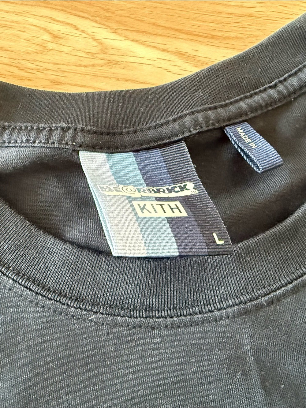Kith Black Crewneck Tee with Striped Neck Tag - Picture 3 of 4